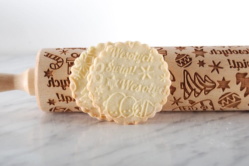 Engraved wooden rolling pin Merry Christmas – deep engraving Wesołych Świąt