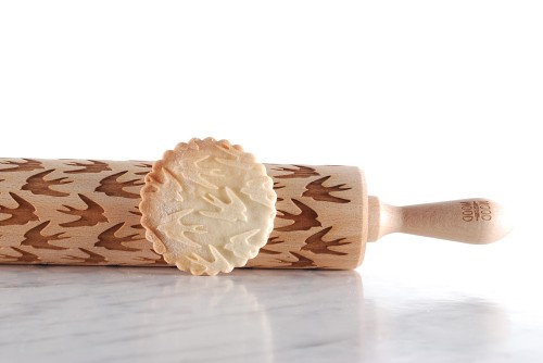 engraved wooden rolling pin swallows beech