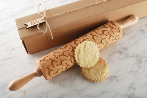 Decorative rolling pin for cookies - dogs theme