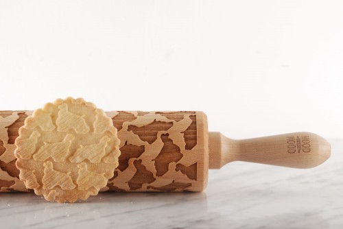 spaniel engraved rolling pin deep engraving beech