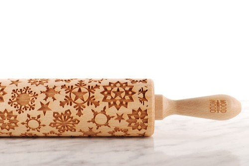 engraved wooden rolling pin snowflakes Mood for Wood