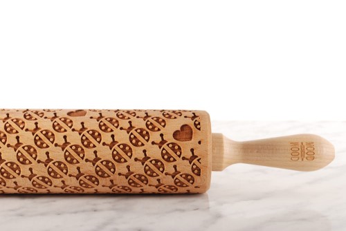 engraved wooden rolling pin ladybug motif Mood for Wood