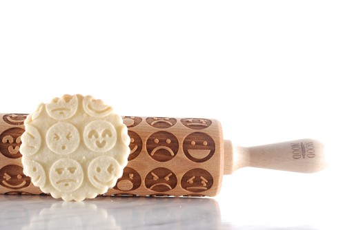 engraved wooden rolling pin Emoticons clear pattern