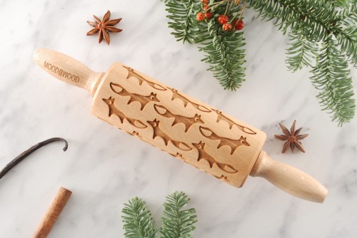 Mini drewniany wałek dekoracyjny z motywem lisa