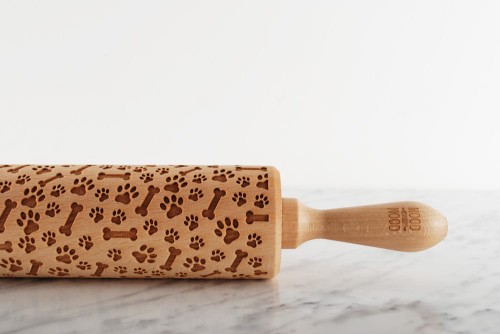 engraved wooden rolling pin Paws