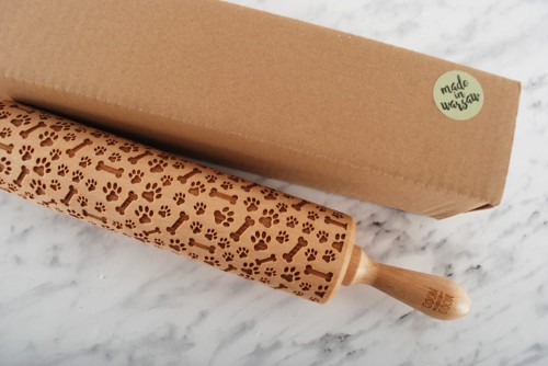 paw print rolling pin for cookies