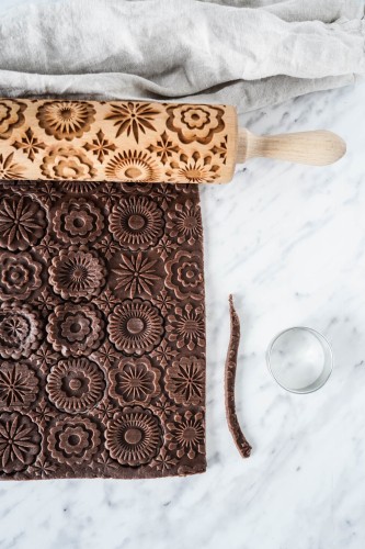 engraved wooden rolling pin mandala beech