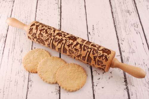 beech rolling pin with animal motif  Mood for Wood