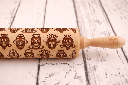 engraved wooden rolling pin african masks for cookies Mood for Wood