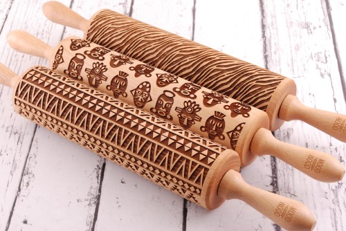 Laser engraved embossing rolling pins
