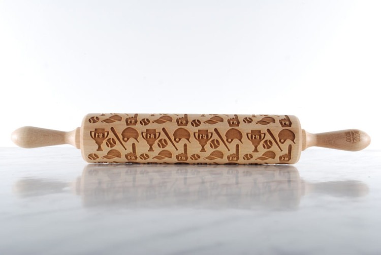 beech rolling pin baseball for cookies raised relief