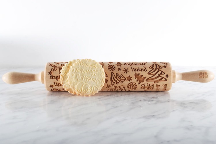 Shortcrust cookies with raised Merry Christmas pattern Wesołych Świąt