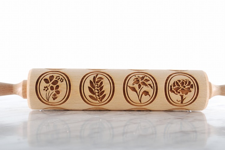 floral medallion rolling pin name day gift