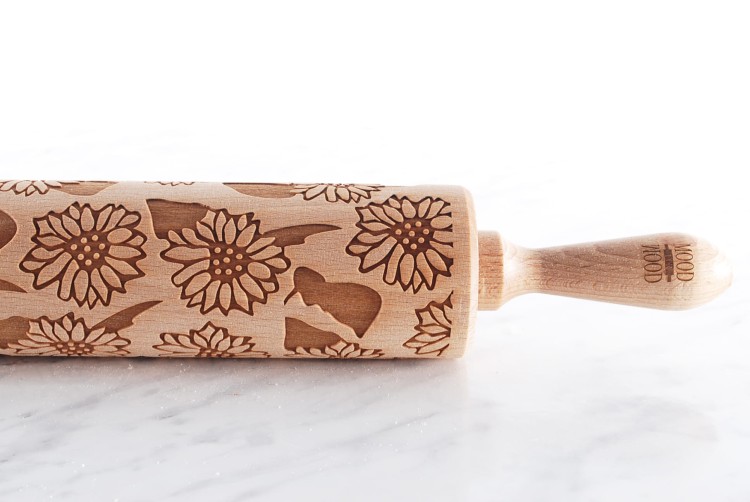 engraved wood rolling pin sunflowers tuscany Mood for Wood