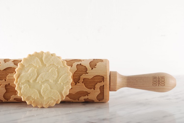 Grawerowany wałek do ciasta Collie Rough – wyraźny wypukły wzór