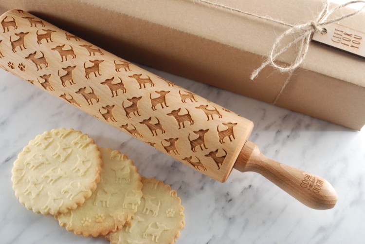 wooden cookie roller chihuahua gift for dog lovers