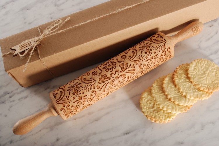decorative folk style rolling pin