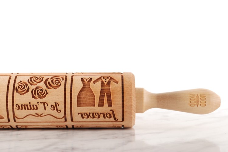 beech cookie rolling pin deep engraving lovers pattern