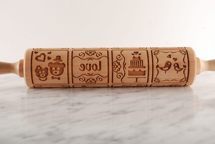 cookie rolling pin lovers motif raised relief  Mood for Wood