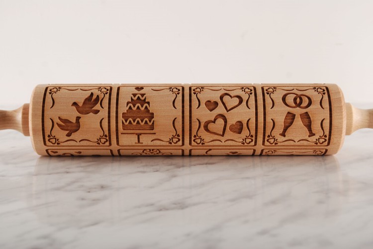 wooden fondant rolling pin gift for couple