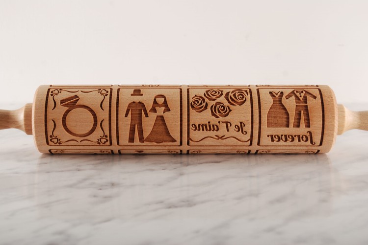 wooden fondant rolling pin gift for couple