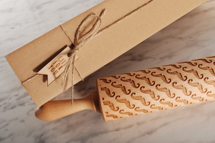 beech cookie rolling pin deep engraving fathers day gift