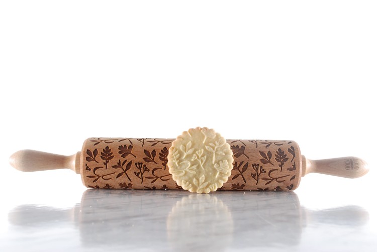 handmade rolling pin for decorating cookies herbs