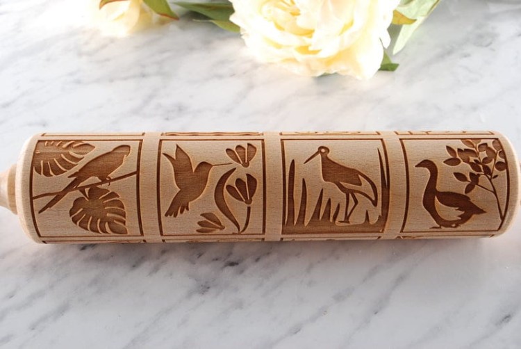 cookie embossing roller birds raised pattern
