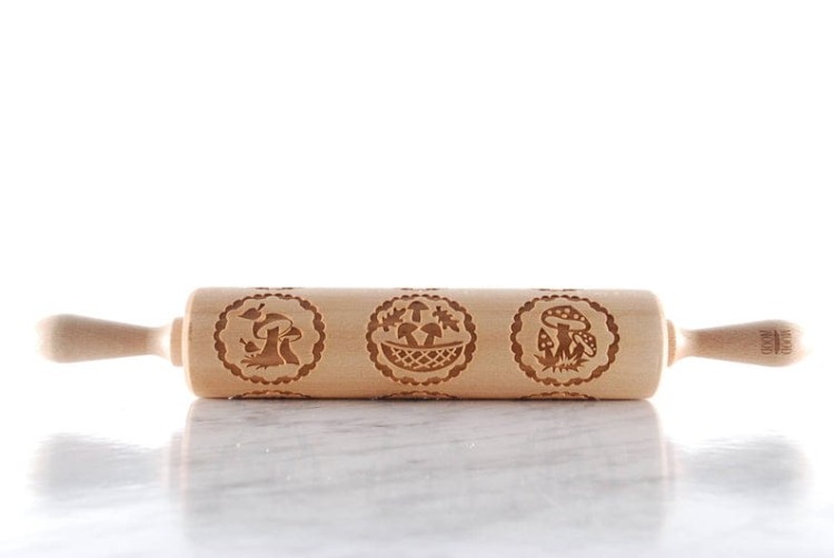 handmade beech rolling pin mushrooms design  Mood for Wood