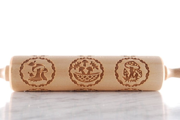 gingerbread cookies mushroom imprint rolling pin