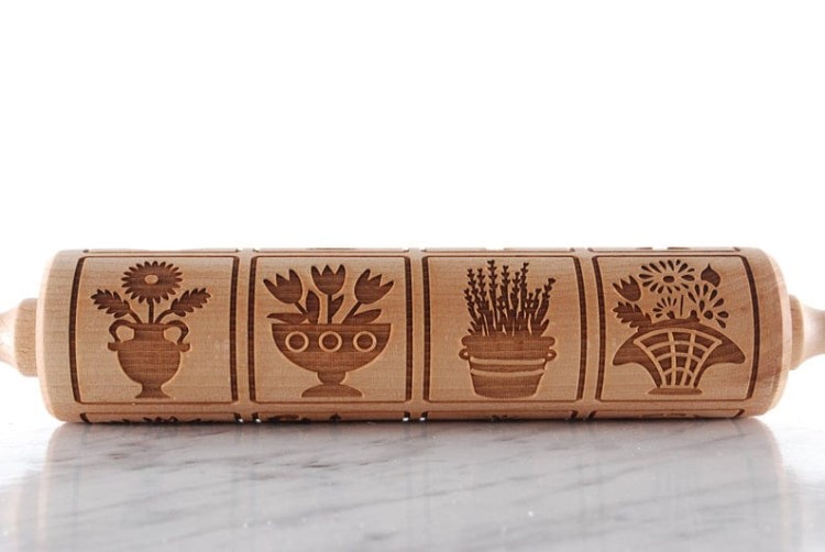 Family baking floral rolling pin gift idea