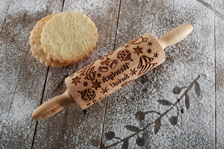 Mini rolling pin with text Wesołych Świąt