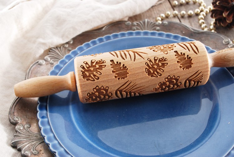 Laser engraved rolling pin for cookies - from Mood for Wood
