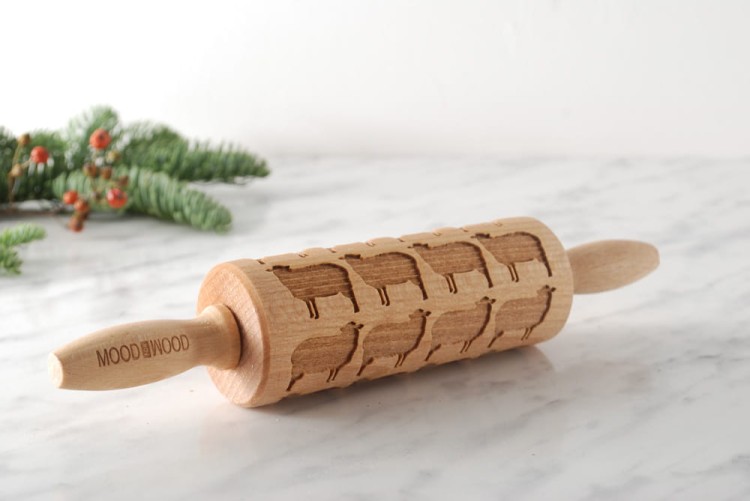 Mini rolling pin for cookies with sheep design - from Mood for Wood