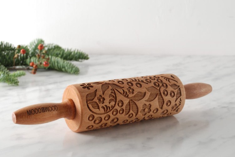 Mini  rolling pin laser engraved in rowan tree design