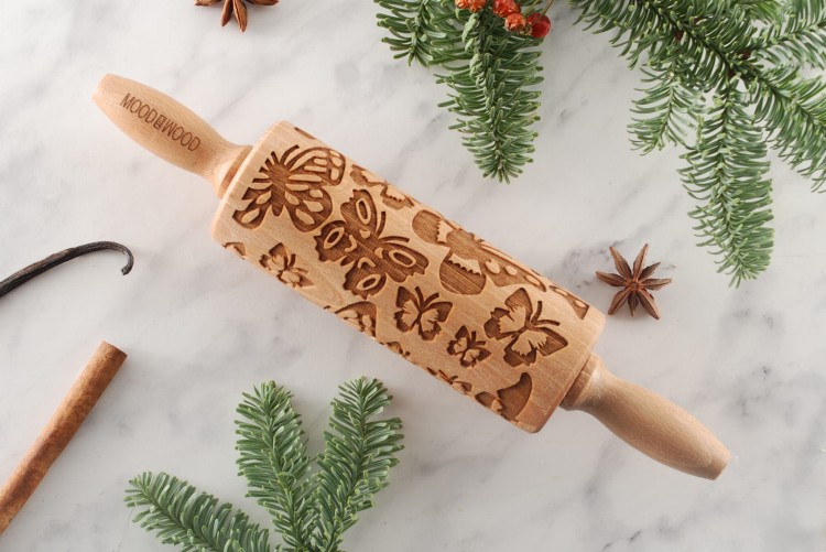 Mini wałek grawerowany w motyle