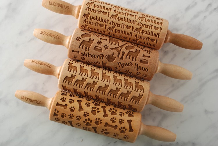 Mini zestaw wałków do ciastek laserowo grawerowanych - dla miłośników buldożków