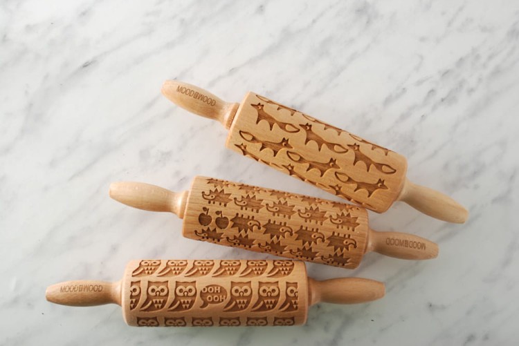 Zestaw 3 mini wałków do ciastek z motywami leśnych zwierząt