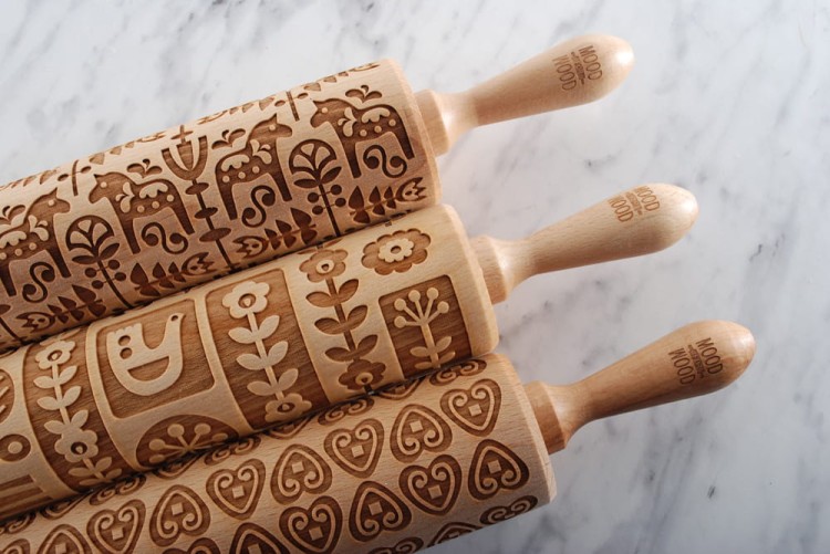 Set of 3 wooden rolling pins - folk designs from Mood for Wood
