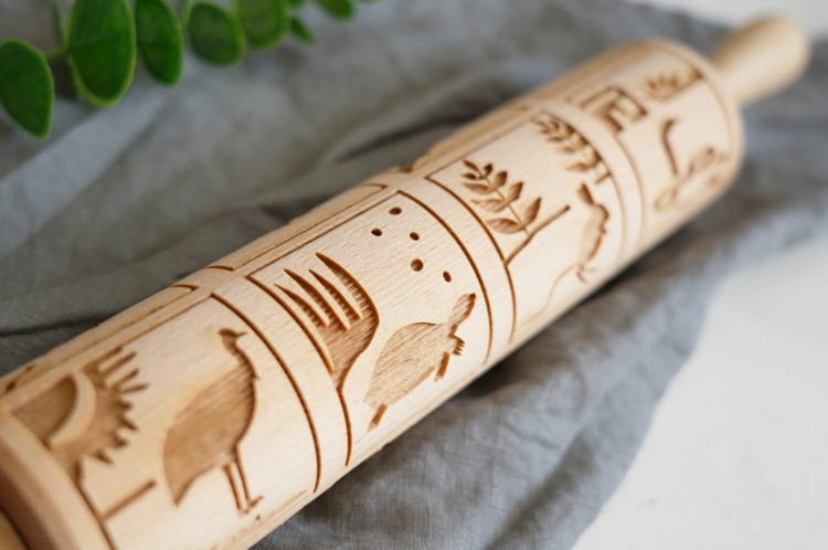 Drewniany wałek do ciasta z motywem zwierząt Australii