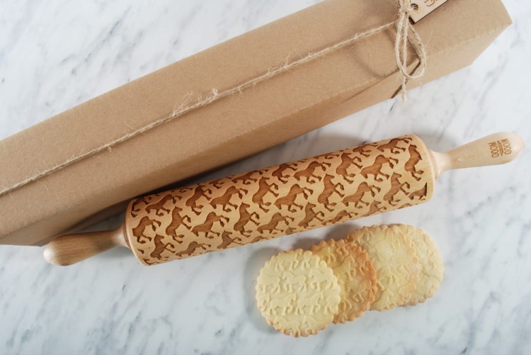 wooden rolling pin for gingerbread horse Clydesdale