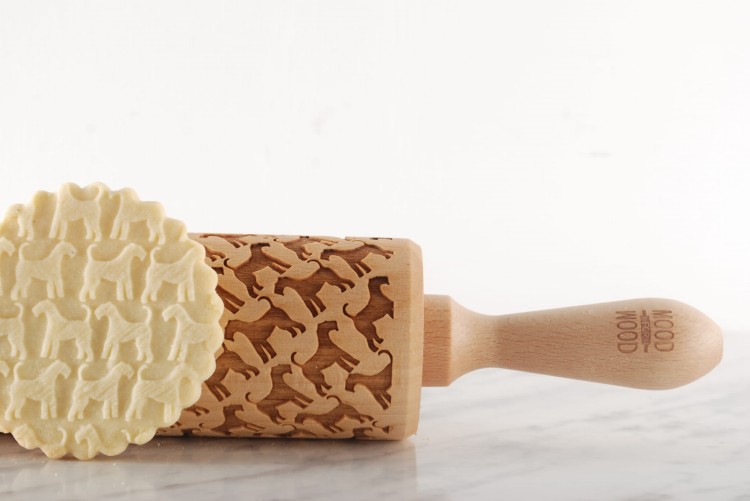 Airedale terrier wooden rolling pin