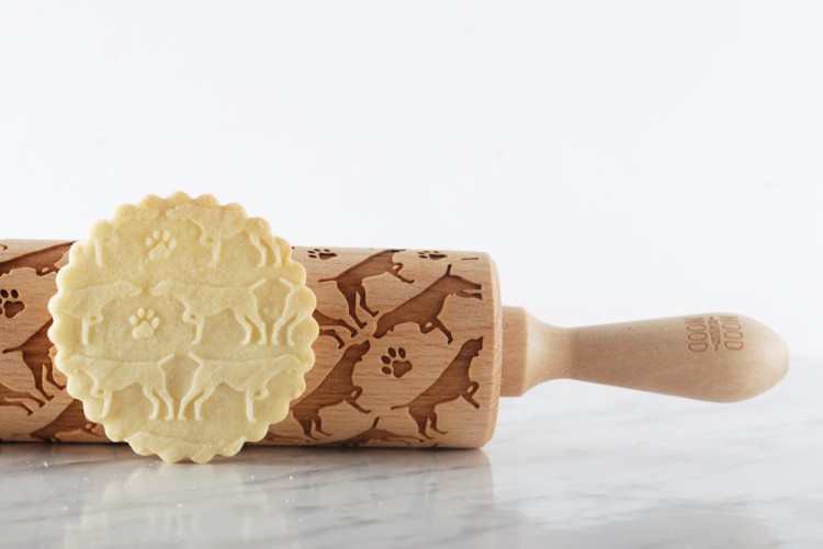 Laser engraved rolling pin with dogs - from Mood for Wood