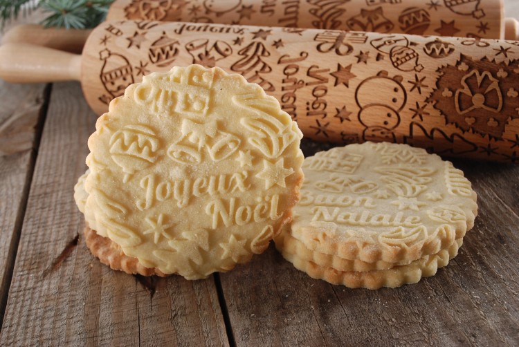 Bukowy wałek grawerowany do pierników i kruchego ciasta