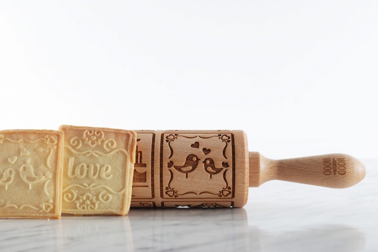 engraved wooden rolling pin Lovers wedding gift