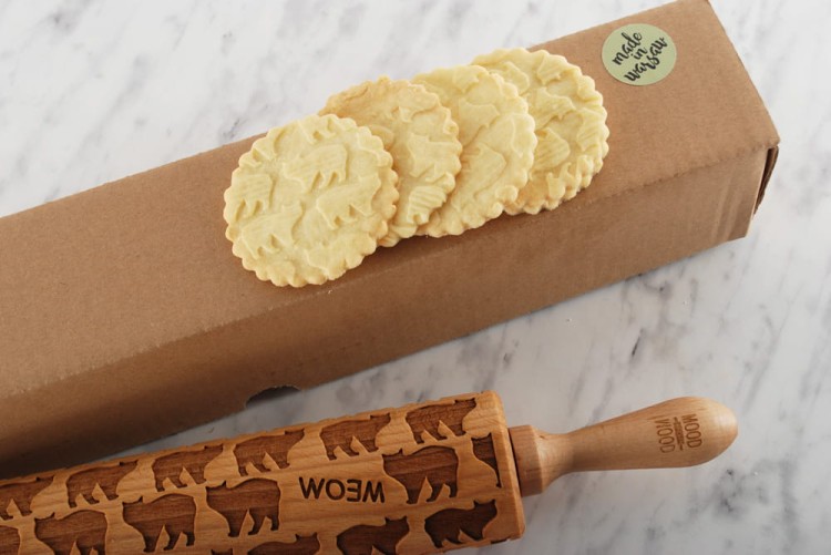 Wałek drewniany do ciasta grawerowany w koty Manx