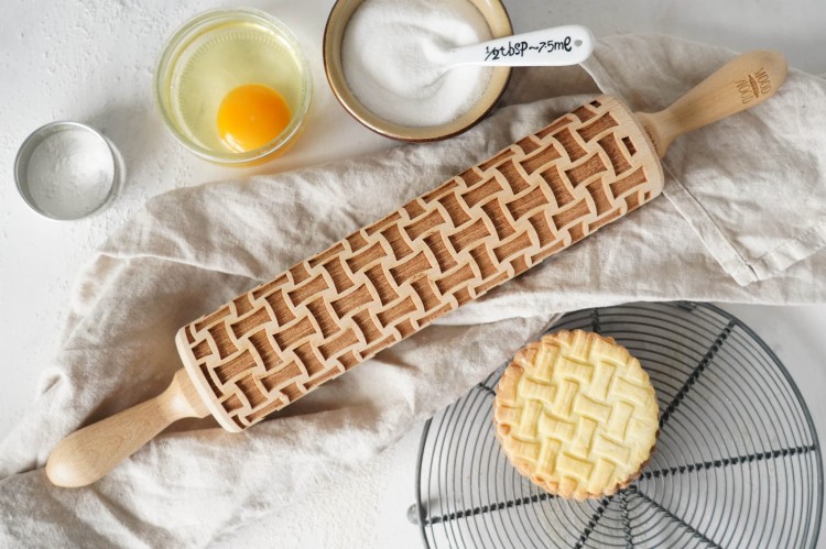 Wicker Basket decorative rolling pin for cookies - from Mood for Wood