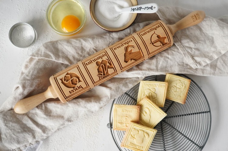 astrology cookie roller beech wood