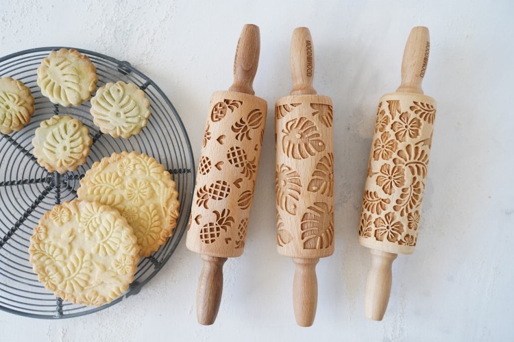 Zestaw trzech mini wałków  - tropikalne motywy od Mood for Wood