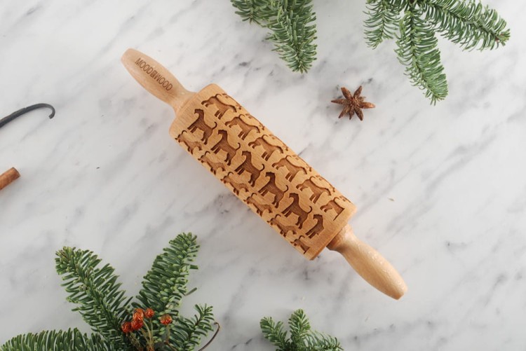 Mini Airedale Terrier wooden rolling pin, laser engraved